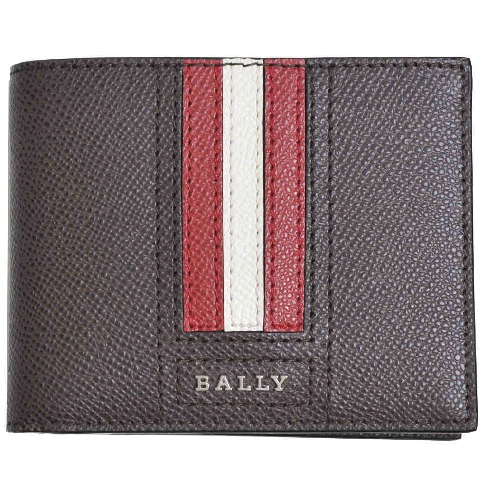 BALLY TEVYE 經典字母LOGO直紋六卡對折短夾(咖啡色)