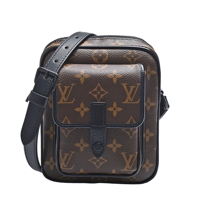 LV M69404 CHRISTOPHER經典Monogram帆布拉鍊斜背包(黑)