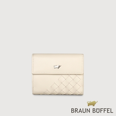 【BRAUN BUFFEL 德國小金牛】台灣總代理 墨菲斯 三折短夾-粉筆白/BF524-134-CK