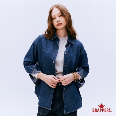 BRAPPERS 女款 Boy friend系列-牛仔寬版長袖襯衫-深藍