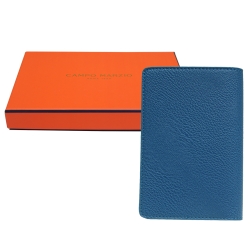 HERMES Evercolor Citizen Twill Card Case Bleu Royal Celeste Orange