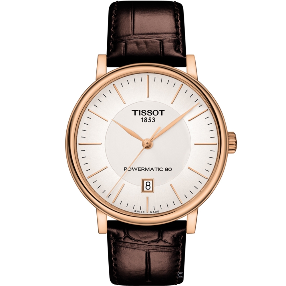 TISSOT 天梭 官方授權CARSON 都會品味紳士機械錶(T1224073603100)40mm