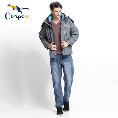 CorpoX 男款abletex高透濕防風防水舖棉外套-灰