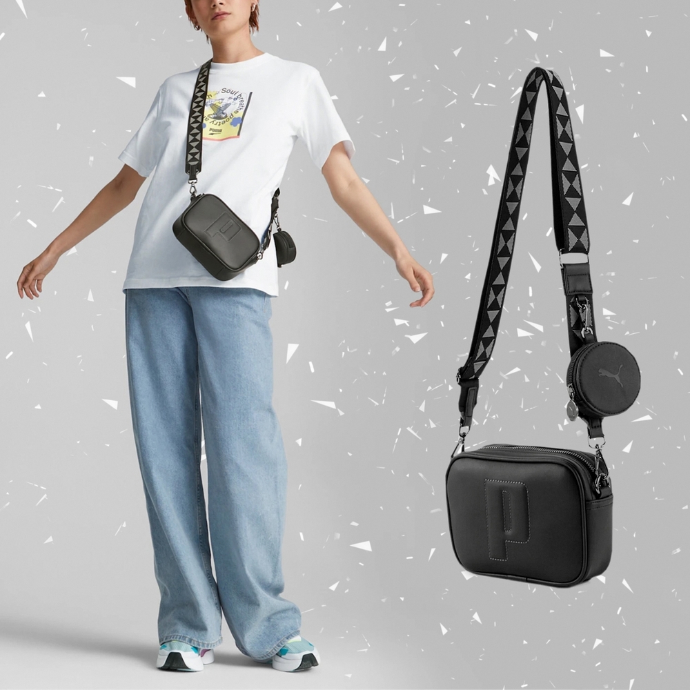 Puma 側背包 Sense Crossbody Bag 男女款 黑 方包 小包 粗寬帶 斜背包 07918101