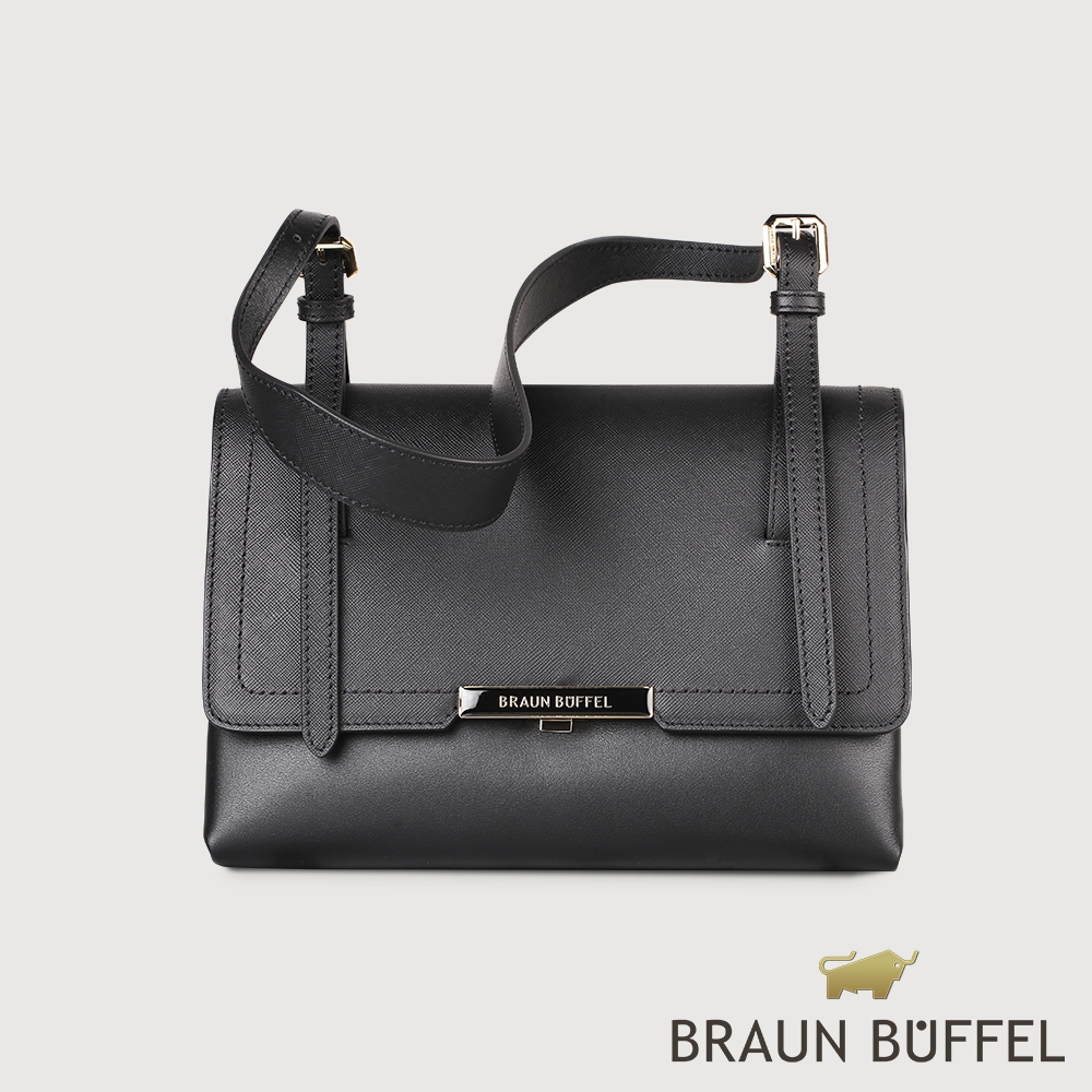 【BRAUN BUFFEL 德國小金牛】台灣總代理 女爵士 斜背包-黑色/BF824-27-BK