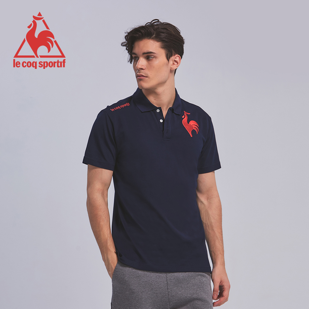 le coq sportif 法國公雞牌左胸公雞繡花短袖POLO衫 男-丈青