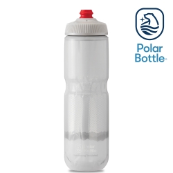 Polar Bottle 24oz 雙層保冷噴射水壺 RIDGE 白-銀
