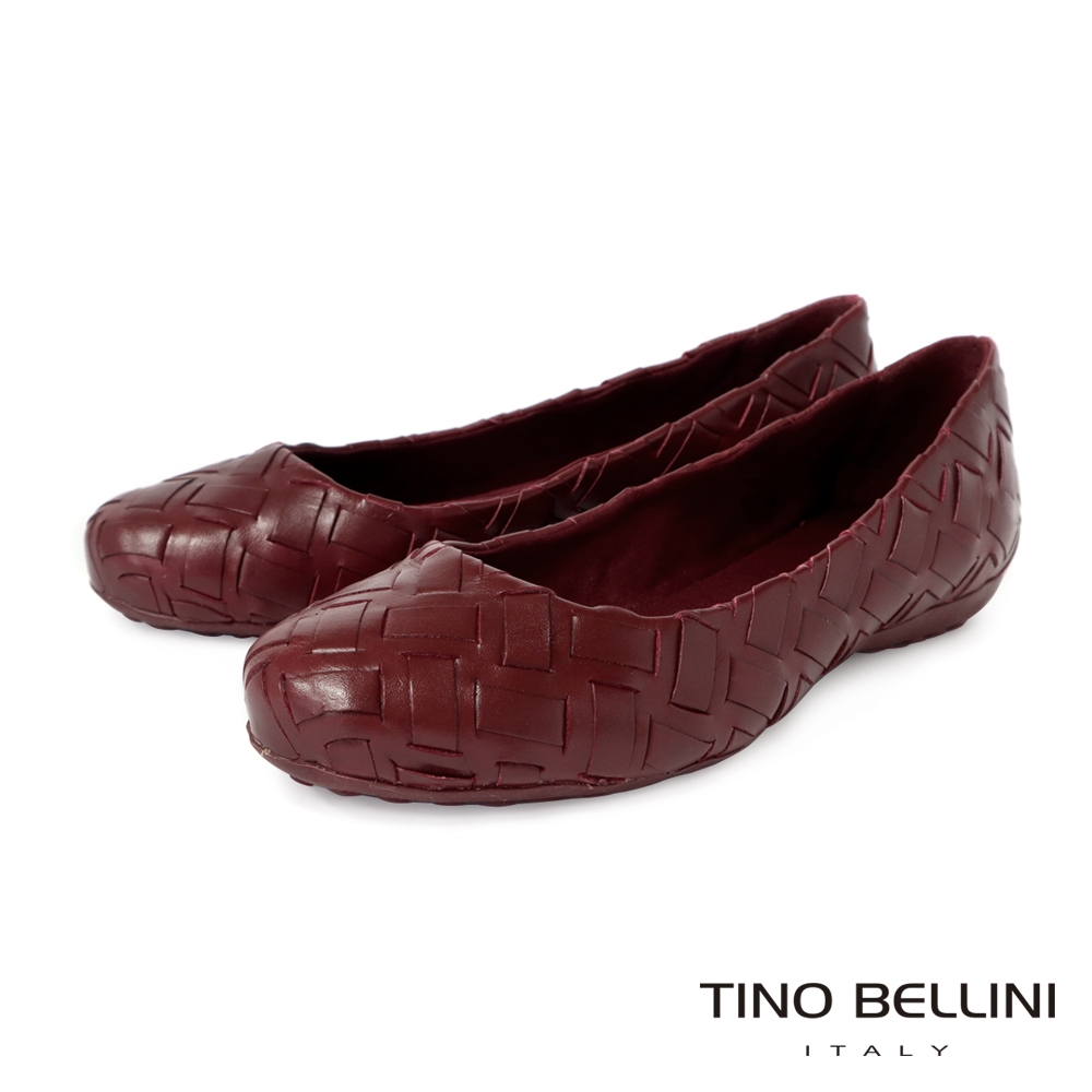 【TINO BELLINI 貝里尼】巴西進口編織娃娃鞋FWBT033A-A(勃根地紅)