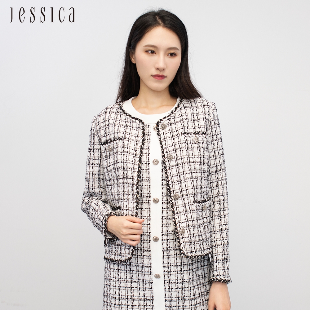 JESSICA - 氣質修身顯瘦花呢小香風外套233301（黑白）