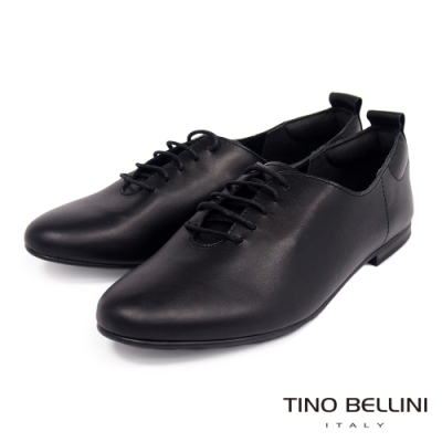 Tino Bellini 義大利進口自在牛皮綁帶平底鞋-黑