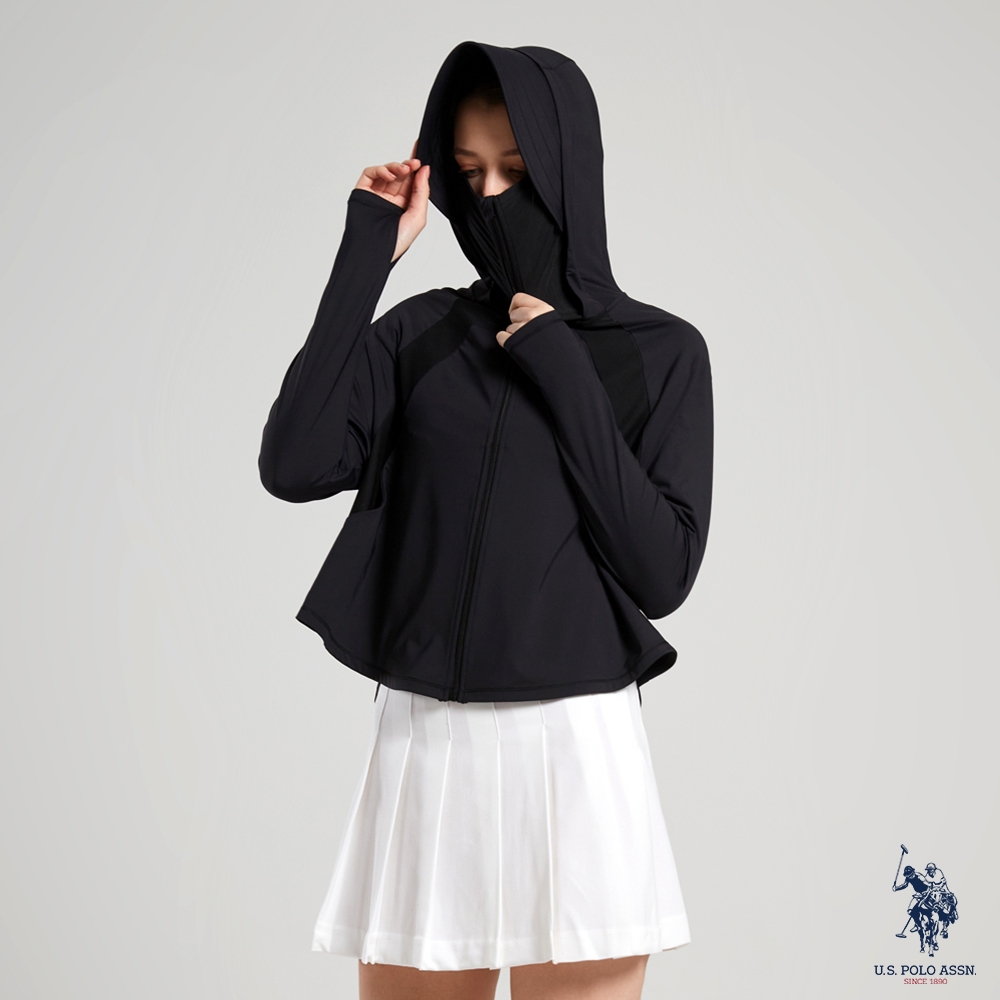 U.S. POLO ASSN. 女款連帽防曬外套-黑色