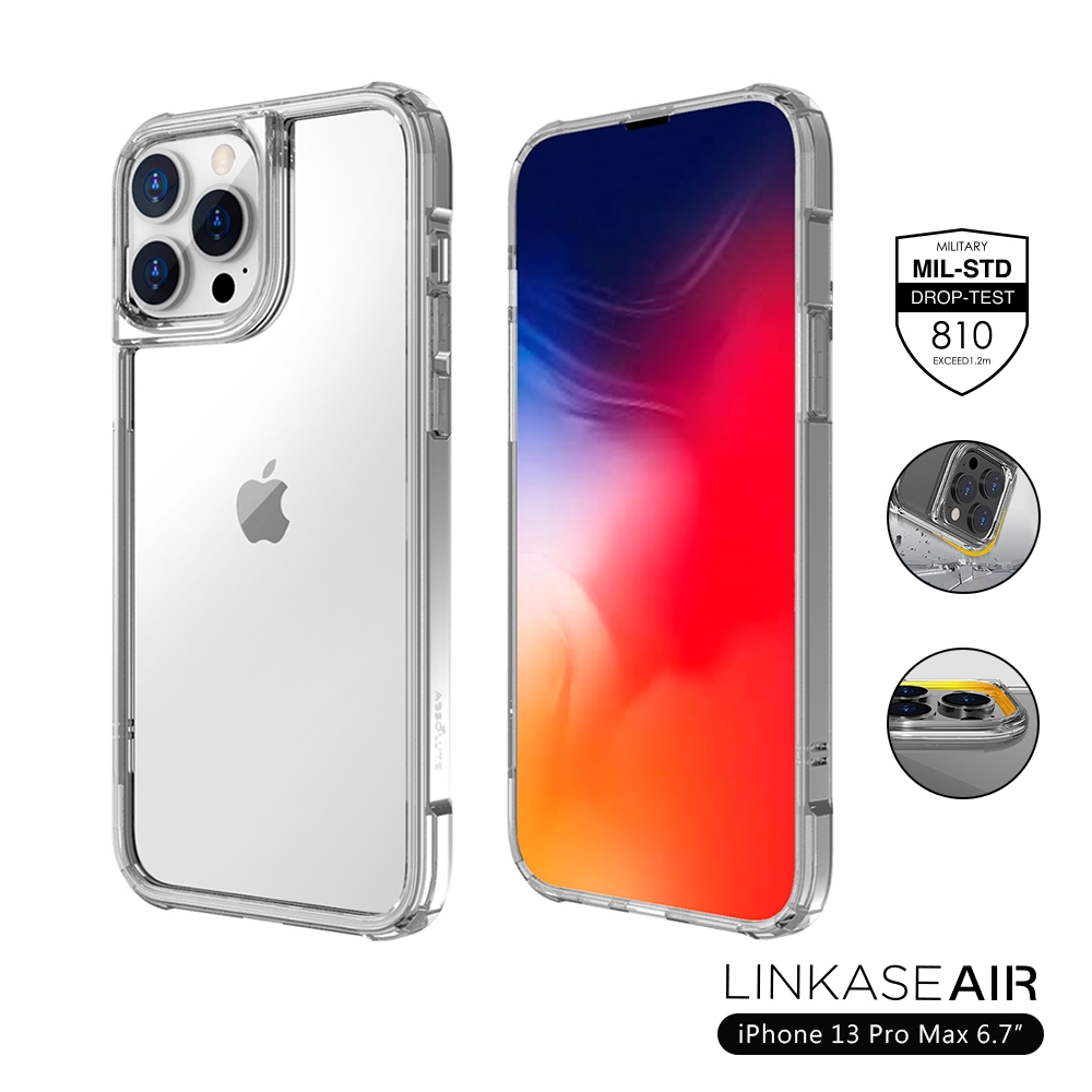 ABSOLUTE LINKASEAIR iPhone 13 Pro Max (6.7吋) 軍規防摔抗變色抗菌大猩猩玻璃保護殼-不思議淨透