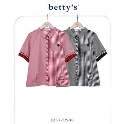 betty’s專櫃款 大小格紋拼接短袖襯衫(共二色)