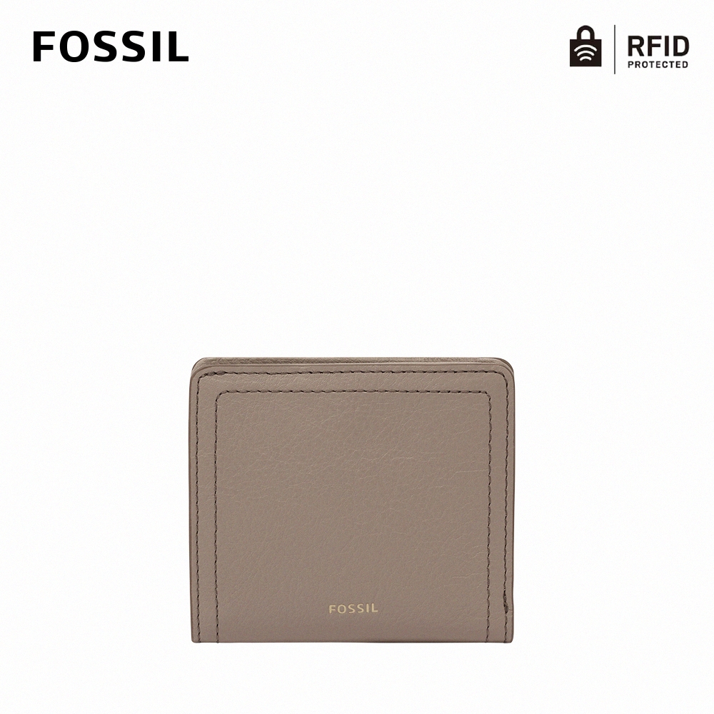 FOSSIL Logan 真皮RFID 防盜短夾-米灰色 SL7829788