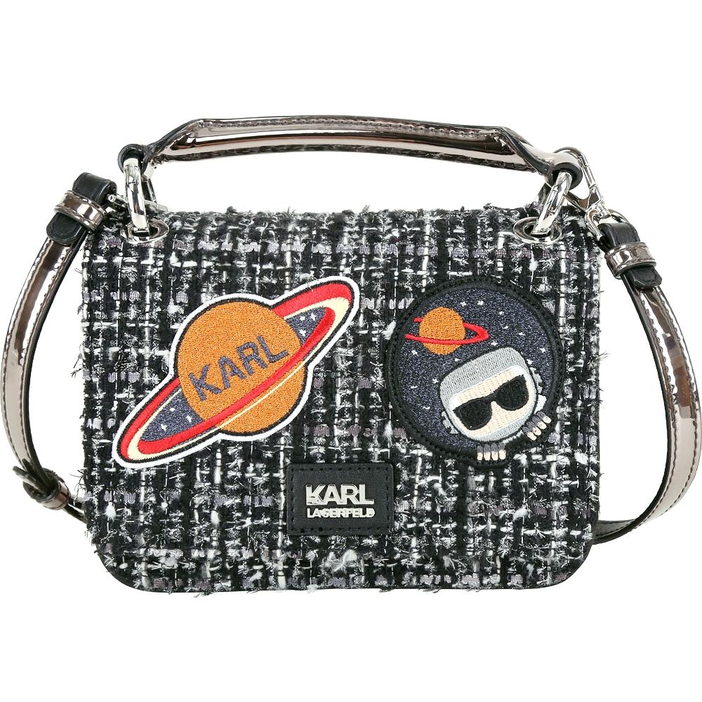 KARL LAGERFELD KARL IN SPACE 太空系列 毛呢拼接兩用斜背包