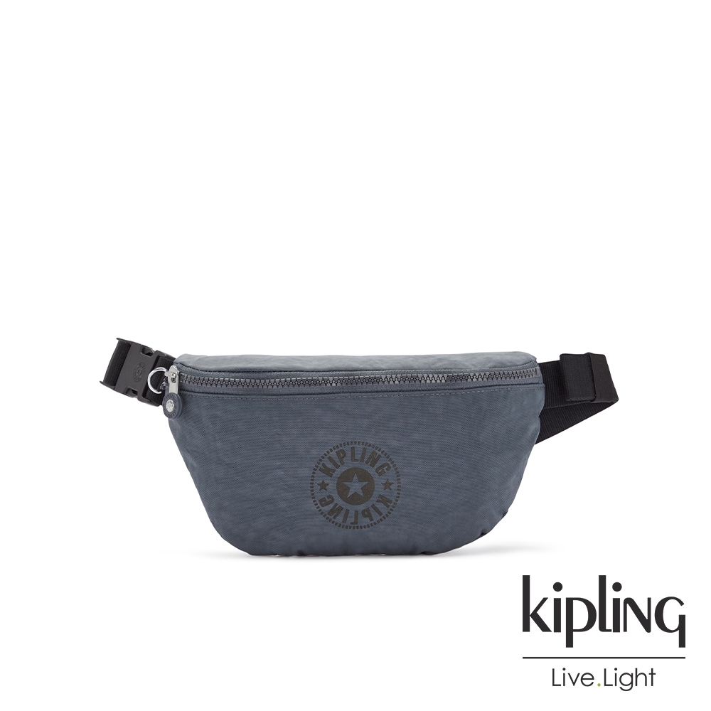 Kipling 高雅岩石霧藍灰潮流簡約隨身腰包-FRESH LITE