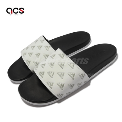 adidas 拖鞋 Adilette Comfory 套腳 男鞋 愛迪達 輕便 舒適穿搭 滿版印花 白 灰 GV9737