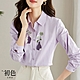 初色 花卉刺繡長袖襯衫上衣-紫色-64056(M-2XL可選) product thumbnail 1