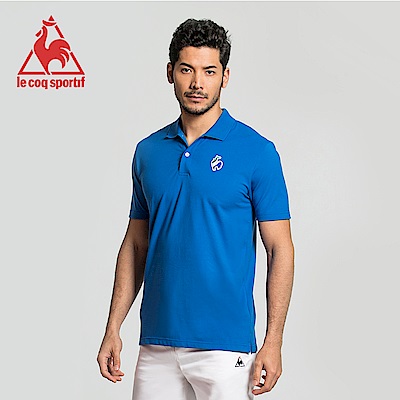 le coq sportif 法國公雞牌經典多色復古短袖POLO衫 男-中藍