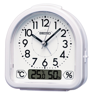 SEIKO 日本精工 溫度 濕度 滑動式秒針 貪睡 鬧鐘(QHE191W)11cm