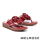 拖鞋 MELROSE 美樂斯 質感花朵造型全真皮夾腳厚底拖鞋－紅 product thumbnail 1