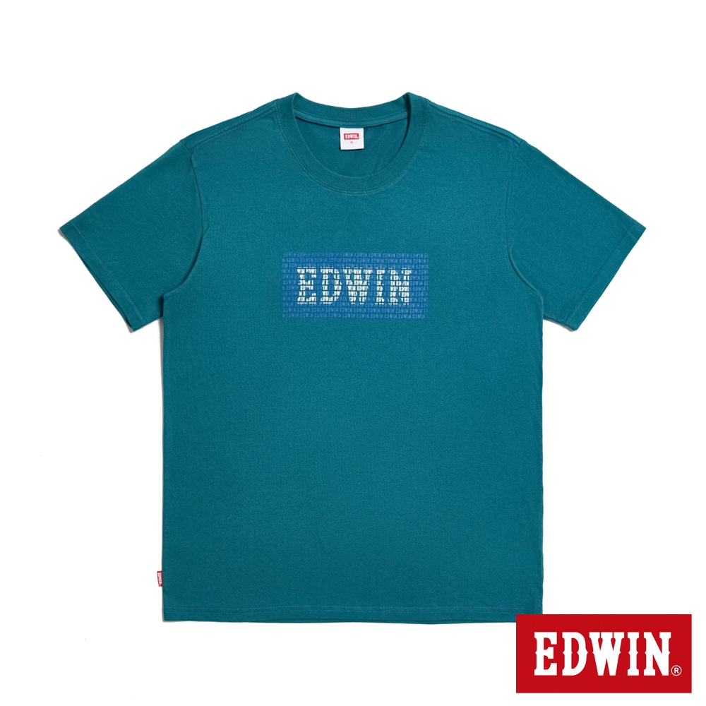 EDWIN 小字排列BOX LOGO短袖T恤-男-深綠色