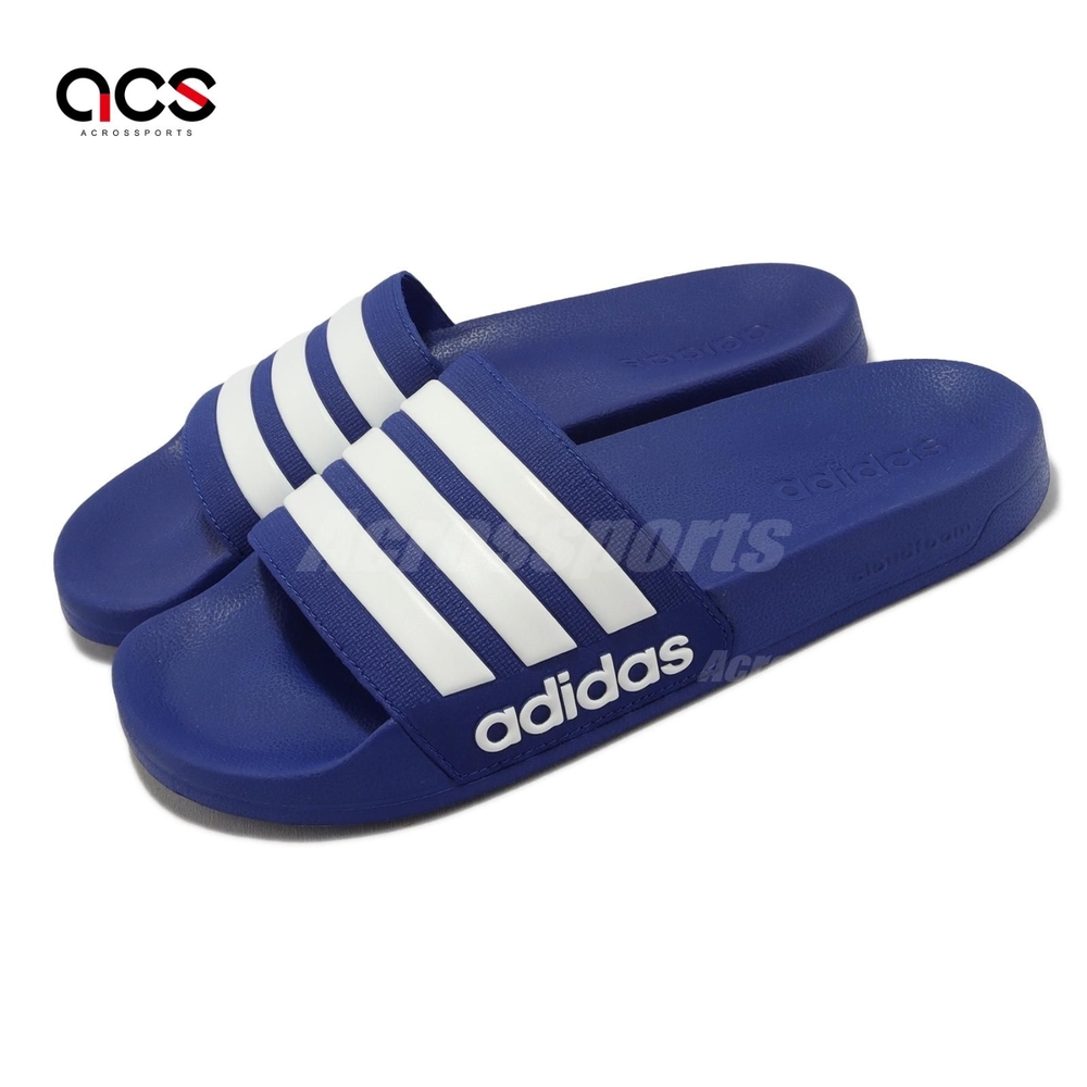 adidas 拖鞋 Adilette Shower 藍 白 男鞋 女鞋 三線 經典 條紋 愛迪達 GW1048