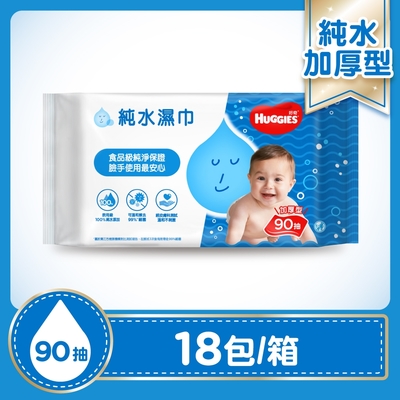 HUGGIES 好奇 純水嬰兒濕巾 加厚型 90抽x18包/箱