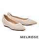 低跟鞋 MELROSE 美樂斯 氣質編織鏤空羊皮尖頭楔型低跟鞋－白 product thumbnail 1