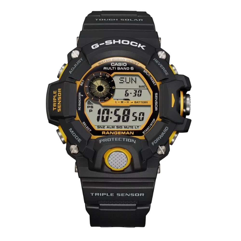 CASIO 卡西歐G-SHOCK 電波太陽能三重感應器亮眼黑黃GW-9400Y-1_53.5mm