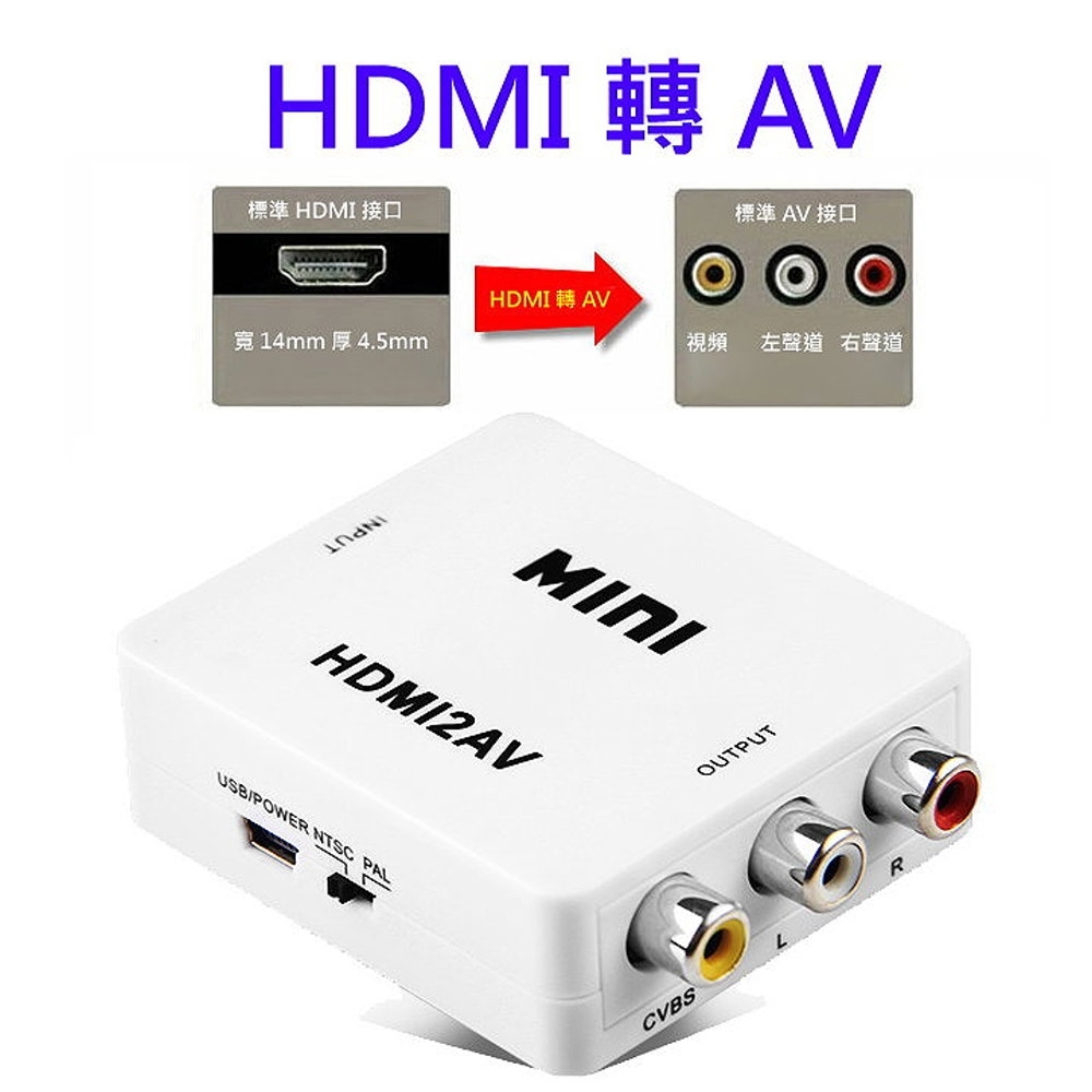 台灣晶片 HDMI轉AV HDMI2AV 轉接盒 anycast 轉接 車用螢幕 汽車螢幕