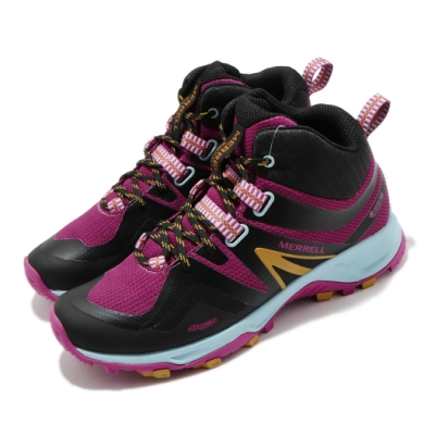 Merrell 戶外鞋 MQM Flex 2 Mid GTX 女鞋 登山 越野 耐磨抓地 中筒 防潑水 黑 紫 ML035276