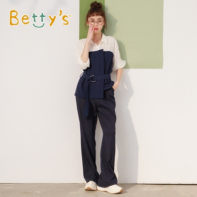 betty’s專櫃款　都會款天絲棉小喇叭褲(深藍)