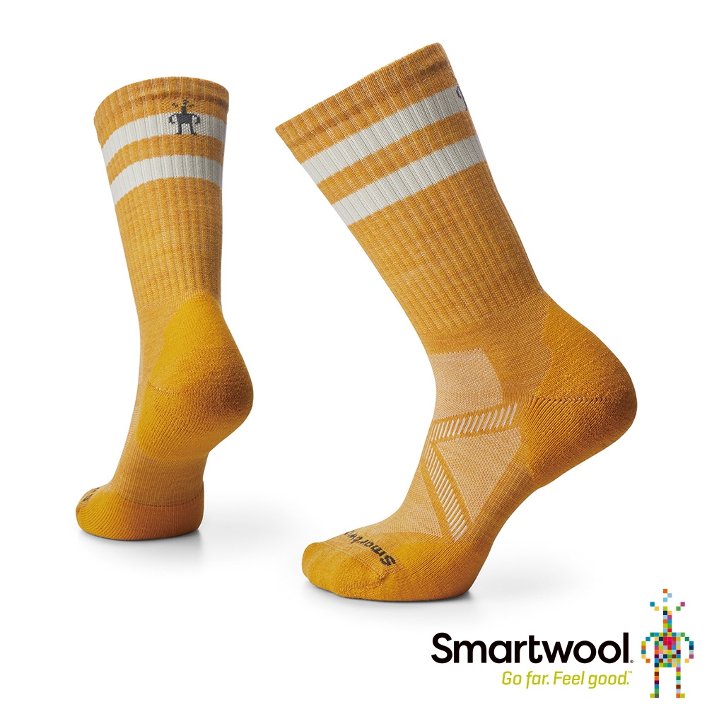 官方直營 Smartwool 局部輕量減震條紋運動中長襪 蜂蜜黃 美麗諾羊毛襪 日著襪 保暖襪 除臭襪