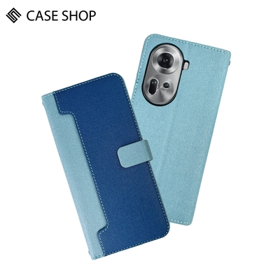 CASE SHOP OPPO Reno 11 前收納側掀皮套-藍