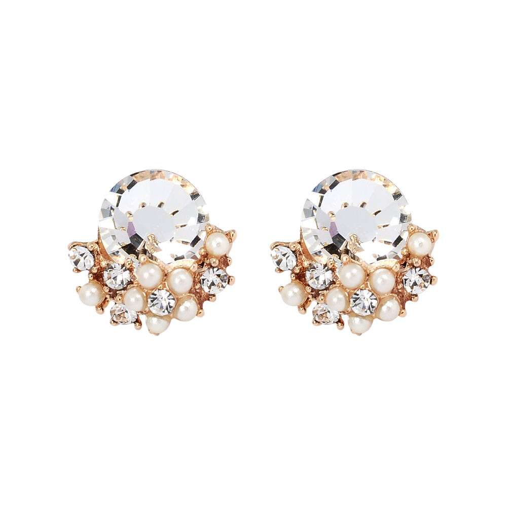 LOVERS TEMPO加拿大品牌 閃耀日出鑲嵌水晶珍珠耳環 玫瑰金