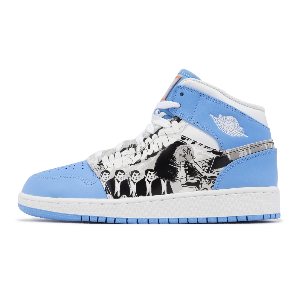 Nike 休閒鞋Air Jordan 1 Mid SS GS 女鞋大童鞋白藍Game Winner DR6492