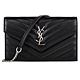 YSL - 銀字 YSL魚子醬山形紋鍊帶斜背WOC包(黑)S product thumbnail 1