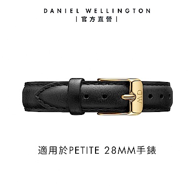 Daniel Wellington DW 錶帶 Petite Sheffield 12mm爵士黑真皮錶帶-香檳金 DW00200234
