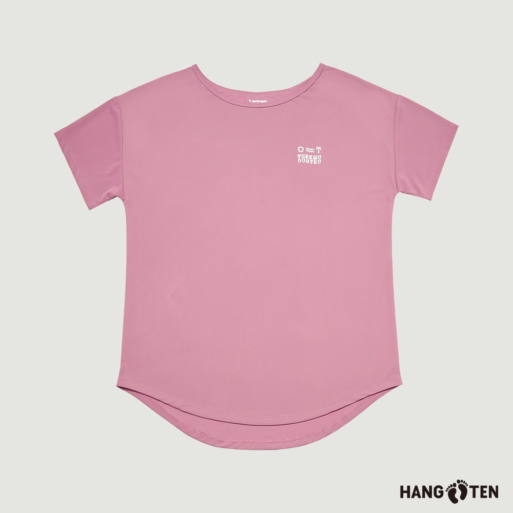 Hang Ten-女裝-THERMOCONTRO涼感吸濕快乾左胸印花短袖T恤-粉紫