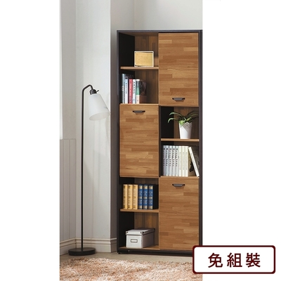 AS DESIGN雅司家具-莉雅2.7尺集層木色三門書櫃-80.6x30.3x196.6cm