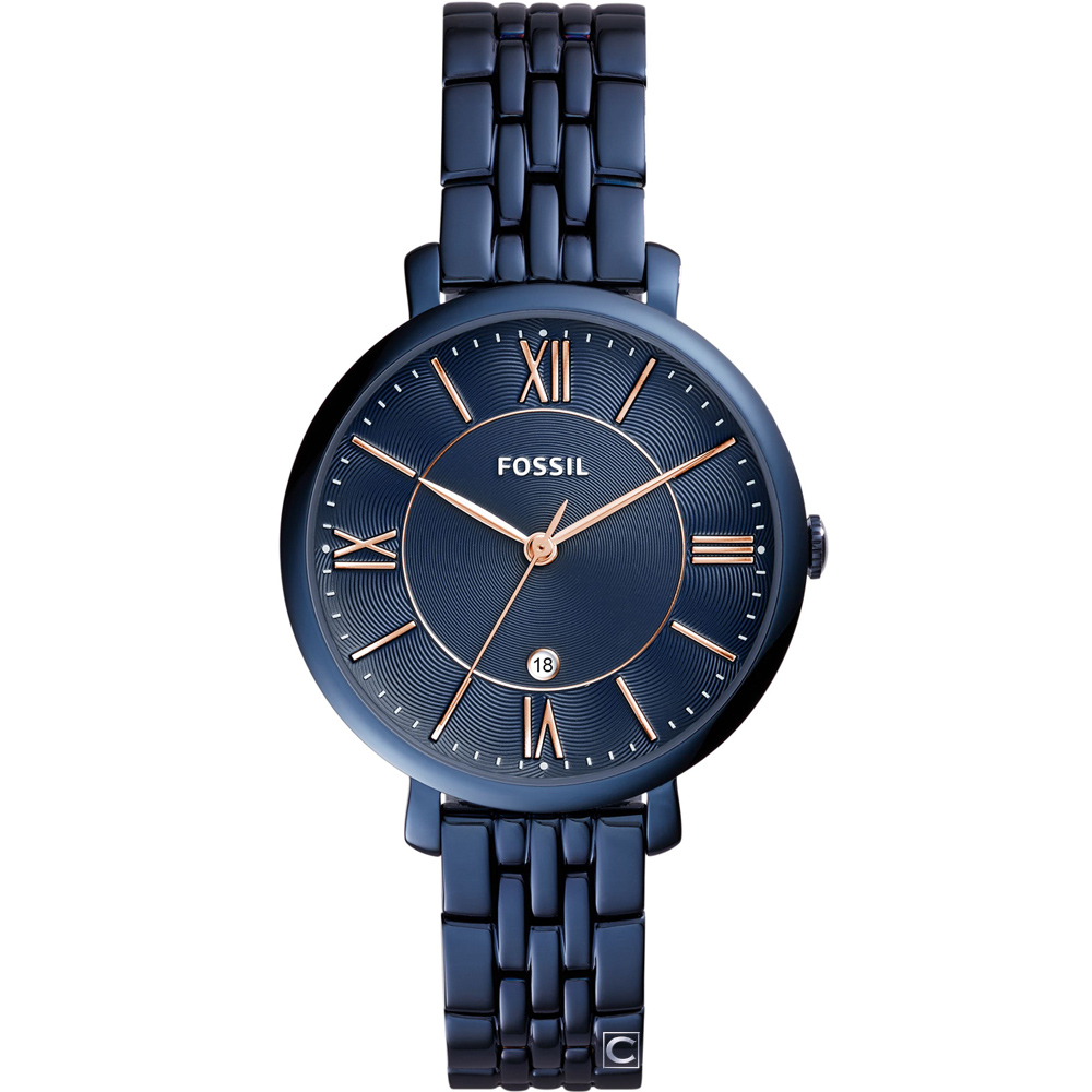 FOSSIL Jacqueline 藍色經典不鏽鋼手錶(ES4094)36mm