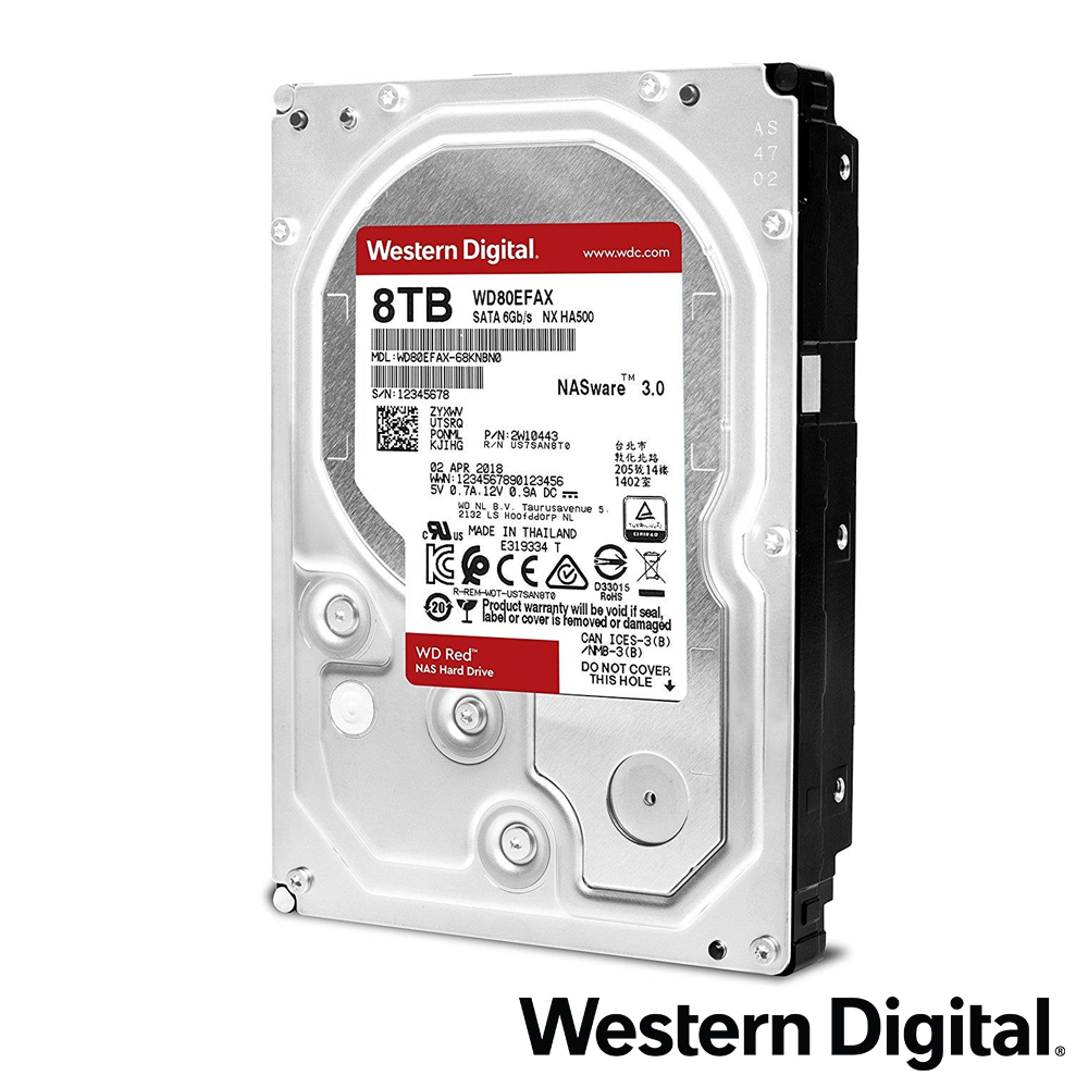 WD 紅標 Plus 8TB NAS專用 3.5吋 SATA硬碟(WD80EFAX)(NASware3.0)