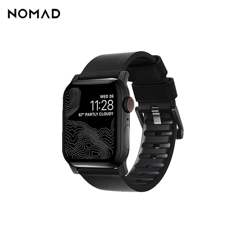 美國 NOMAD APPLE WATCH 專用職人防水機能皮革錶帶-44/42mm-黑