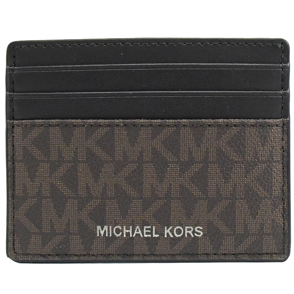 MICHAEL KORS COOPER 燙銀LOGO PVC牛皮簡易卡片夾(深咖)