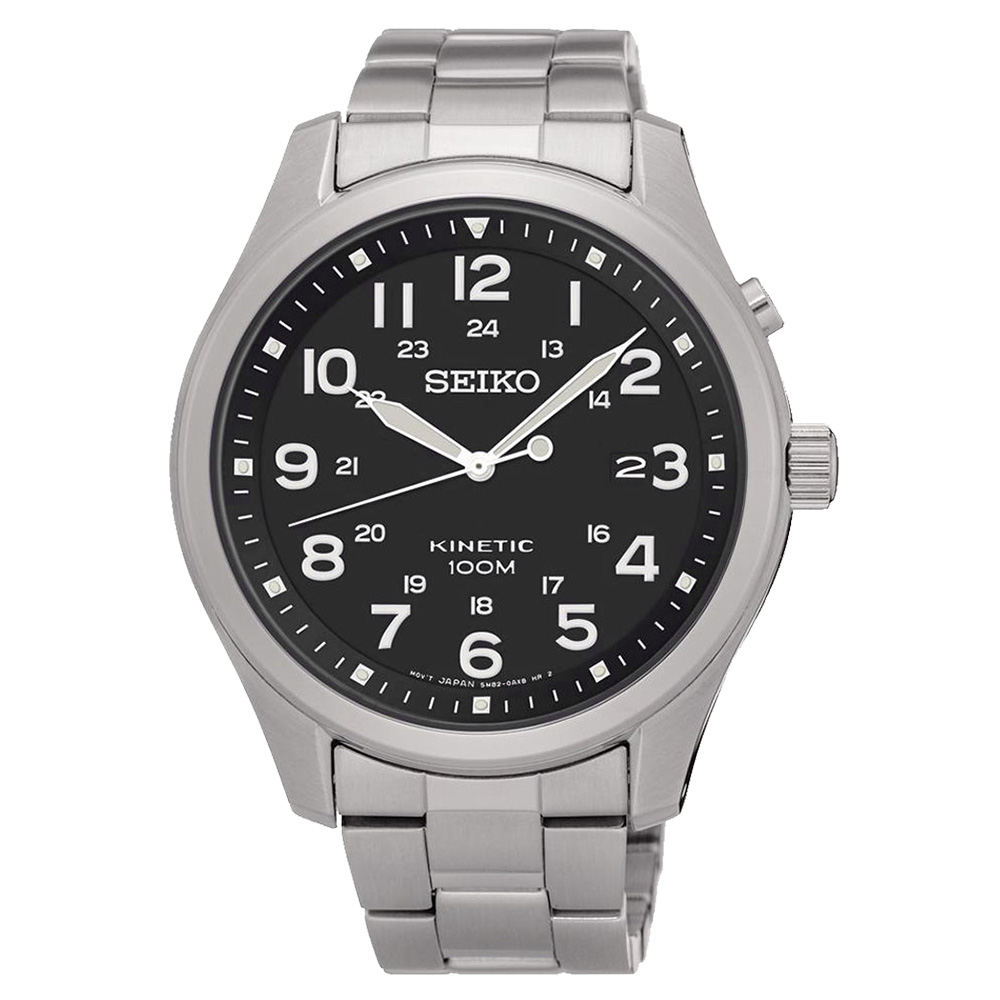 SEIKO 人動電能Kinetic率性簡約石英男錶(SKA721P1)-黑x40mm