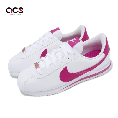 Nike 休閒鞋 Cortez Basic SL GS 大童 女鞋 白 桃紅 皮革 阿甘鞋 運動鞋 904764-109