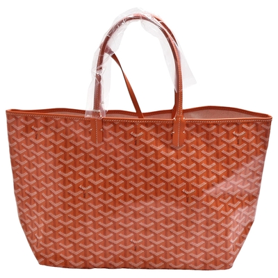 GOYARD 經典St. Louis PM防水帆布LOGO購物包(中-橘色-附收納袋)