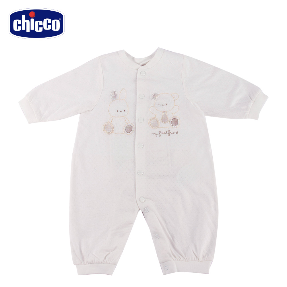 chicco-透氣素色長袖妙妙裝-米(3-12個月)