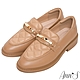 Ann’S日常偏愛-訂製金鍊菱格紋平底紳士鞋3.5cm-杏 product thumbnail 1